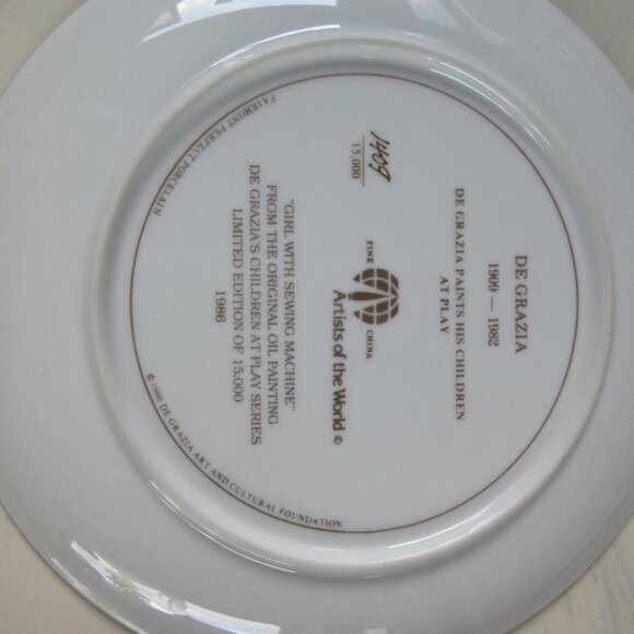 1986 DeGrazia Children at play series “Girl with Sewing Machine” - Picture 5 of 7